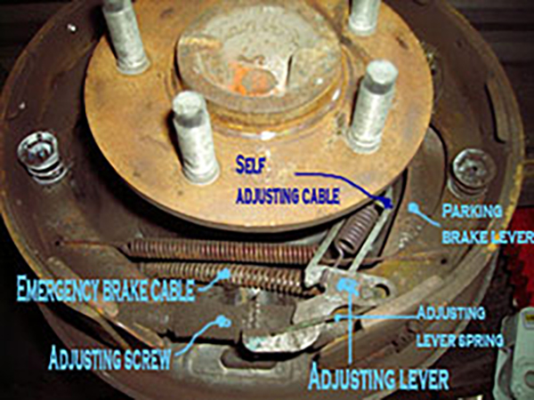 drum brake assembly - bottom view