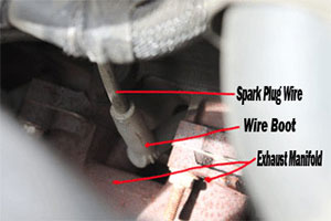 attached spark plug wire