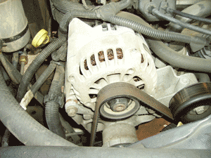 Installed car alternator